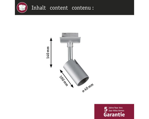 Spot met de afmetingen 140 mm hoogte, 100 mm lengte en 40 mm diameter