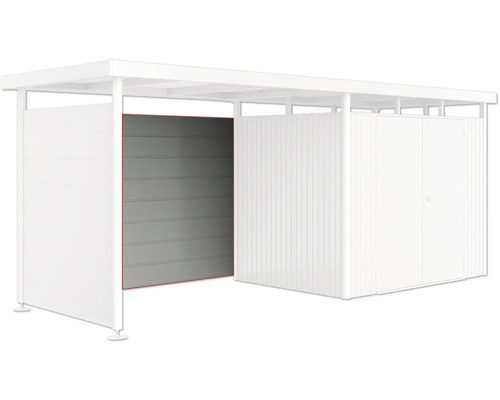 Carport met gereedschapsruimte en rolluik
