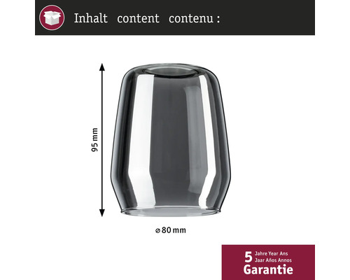 Glazen lampenkap, diameter 80 mm, hoogte 95 mm