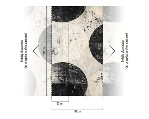 Afmetingen van het fotobehang met abstract cirkelpatroon