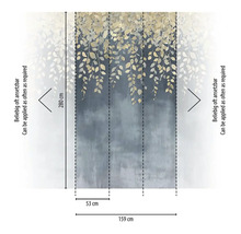 Afmetingen van een vliesbehang met bladerenmotief