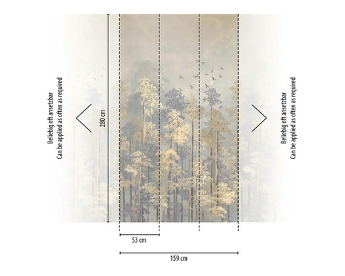 Behang met bosmotief en de afmetingen 159 cm x 280 cm