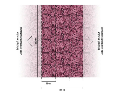 Behang met plantenmotief en de afmetingen 280 x 159 cm