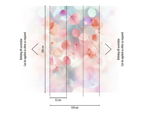 Behang met bloemmotief en maatvoering