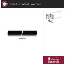 Inhoud: Twee profielen met een lengte van 1000 mm en een breedte van 18 mm.