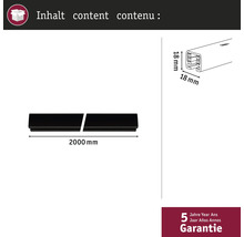 Inhoud: Twee latten, 2000 mm lang en 18 mm breed, 5 jaar garantie