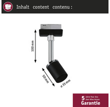 Railspot met de afmetingen 100 mm, 50 mm en 35 mm in detail.