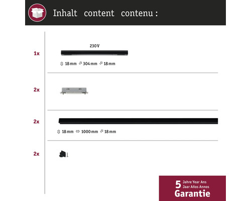 Inhoud van het product met garantie-informatie