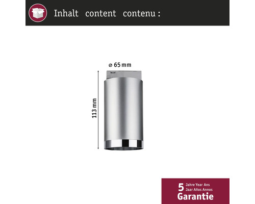 Metalen wandlamp, hoogte 113 mm, diameter 65 mm