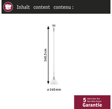 Pendellamp met afmetingen 140,5 cm hoogte en 140 mm doorsnede
