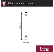 Hanglamp met een lengte van 138,5 cm en een diameter van 140 mm