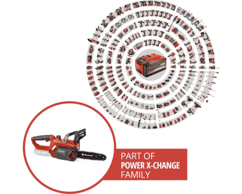Einhell Power X-Change accu familie met kettingzaag en accu