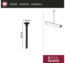 Productinhoud: stang met een diameter van 23 mm en een lengte van 105 mm, vijf jaar garantie