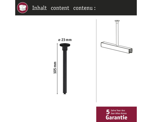 Productinhoud: stang met een diameter van 23 mm en een lengte van 105 mm, vijf jaar garantie