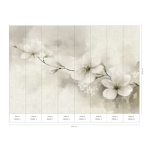 Wandafbeelding met bloemmotief en maataanduidingen