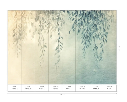 Behang met plantenmotief en afmetingen