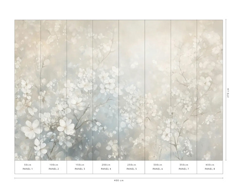 Behang met bloemmotief en afmetingen