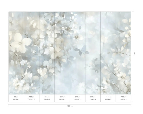 Bloemenbehang met bloesempatroon, 400 x 270 cm