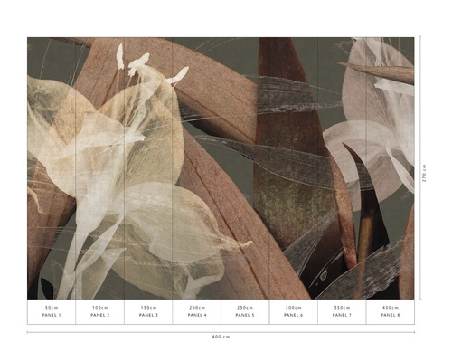 Fotobehang met bloemmotief, bestaande uit acht banen