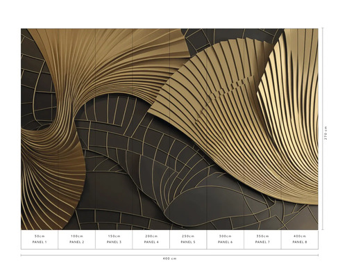 Wandpaneel met abstract goudkleurig patroon