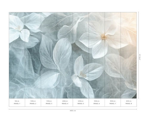 Fotobehang met bloemen en bladeren, 400x270 cm