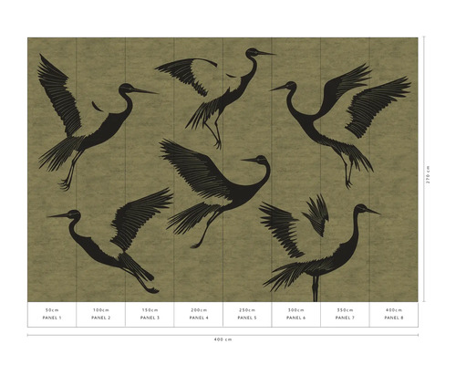 Fotobehang met kraanvogelmotieven voor wanddecoratie