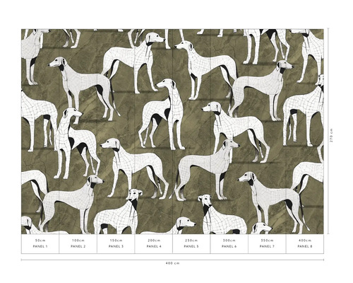 Fotobehang met windhondpatroon in acht banen