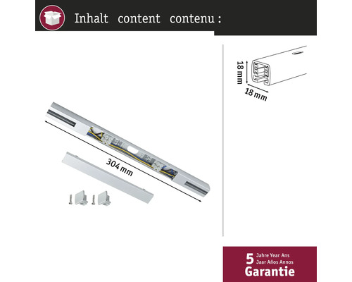 Afbeelding van een 304 mm lange lamp met accessoires en vijf jaar garantie