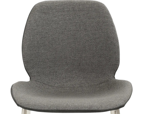 Close-up van een grijze stoel met stoffen bekleding