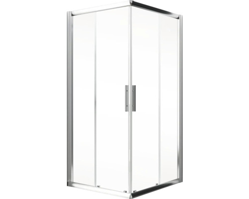 Hoekdouche met transparant glas en zilverkleurig frame