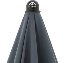 Doppler logo op een tuinscherm