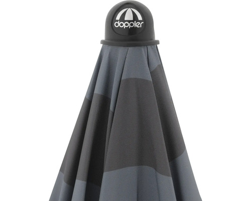 Detailopname van een paraplu met Doppler-logo