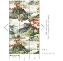 Fotobehang met Aziatisch berglandschapmotief, afmetingen 159 cm x 280 cm