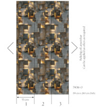 Behang met kubuspatroon en betonlook, aanzet zo vaak als nodig, afmetingen 159 cm x 280 cm
