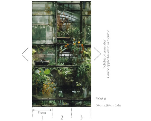 Behang met kas motief en planten