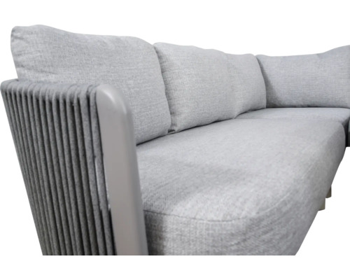 Grijze stoffen bank met armleuning