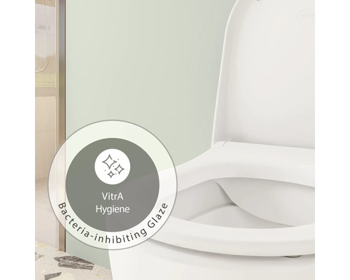 VitrA Hygiene bacterie-remmende glazuur op een toilet