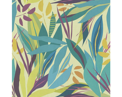 Behang met een bloemmotief van bladeren