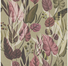 Behang met bladeren- en plantenmotief