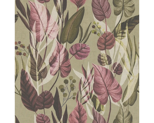 Behang met bladeren- en plantenmotief