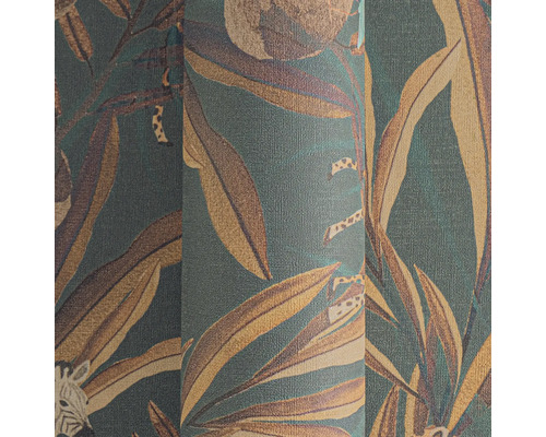 Rol behang met bladeren- en dierenmotief