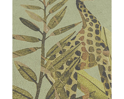 Behang met giraffen- en plantenmotieven