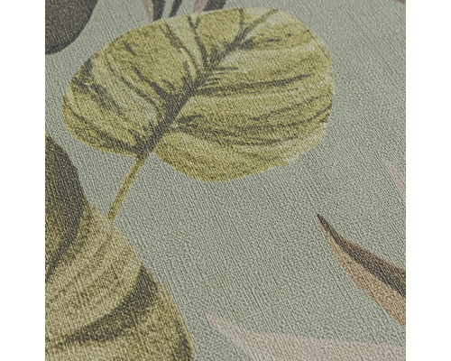 Close-up van een behang met een bladerenpatroon