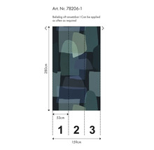 Behangpatroon met geometrische vormen en maatvoering