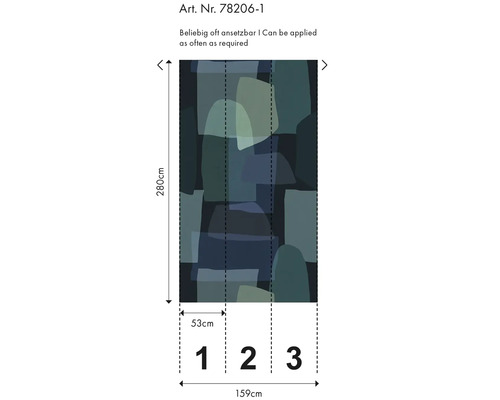Behangpatroon met geometrische vormen en maatvoering