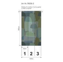 Behang met abstracte vormen en afmetingen