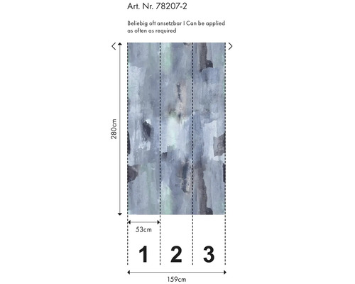 Afmetingen van een vliesbehang met abstract patroon
