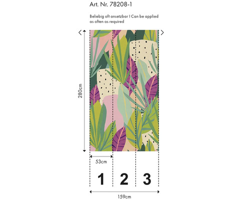 Afmetingen van een behang met junglebladmotief