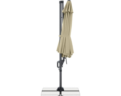 Gesloten zweefparasol met standaard voor de tuin