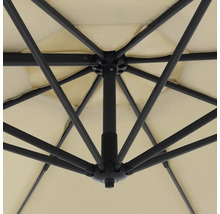 Onderaanzicht van een parasol met frame